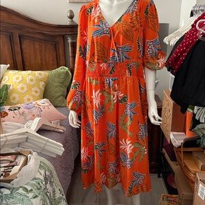 Orange Floral Women's Dress